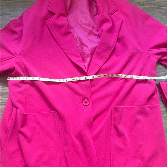 Bailey | Oversized Fuchsia Pink Dolman Sleeve One Button Easy Blazer Size Large - Picture 6 of 13